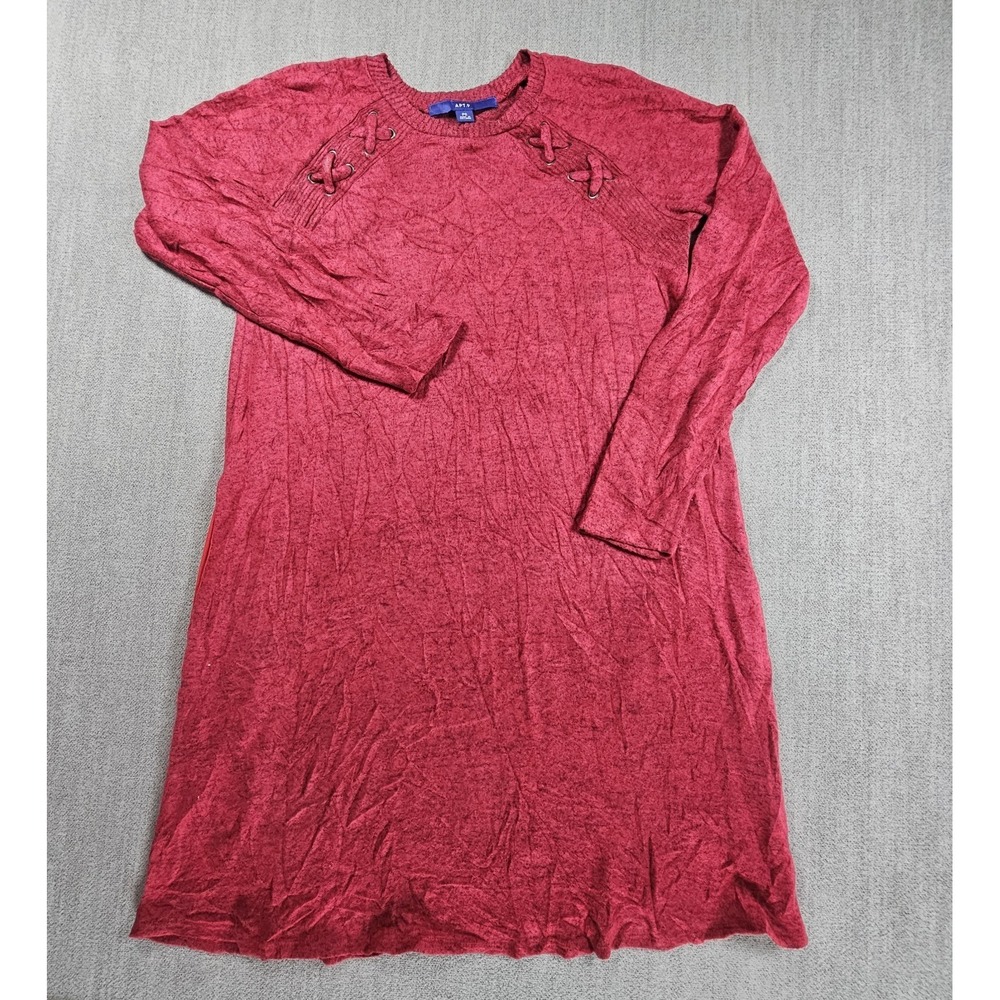 Apt 9 Women's Red Dress Long Sleeve Crew‎ Neck Sz PS